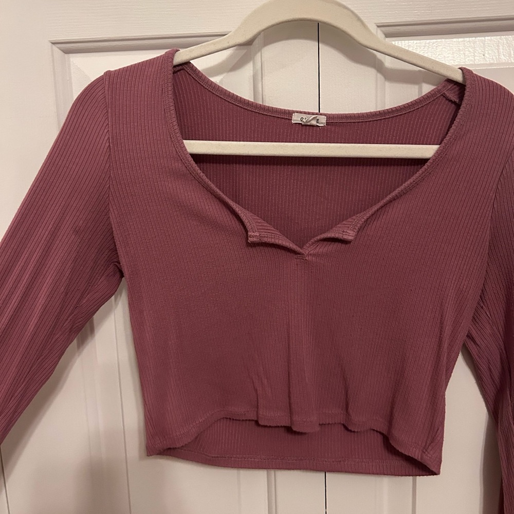 Garage Mauve Ribbed Crop Top